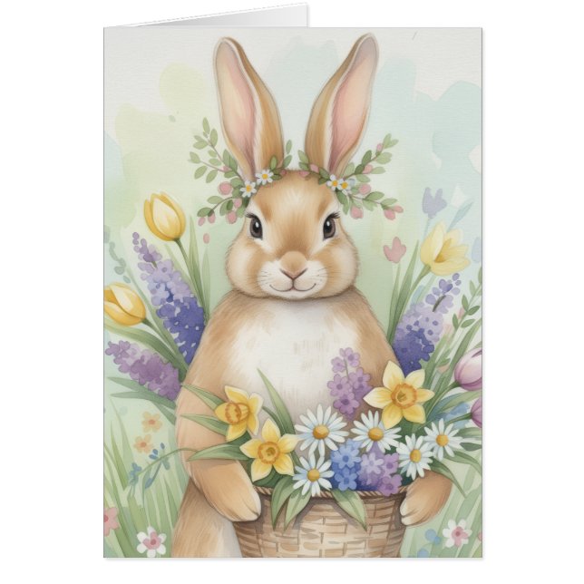 Adorable Easter bunny floral card (Vorne)