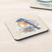 Adorable Eastern Bluebird Wasserfarbe Getränkeuntersetzer (Linke Seite)