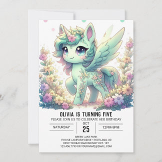 Adorable Editable Unicorn Digital Geburtstag Einladung