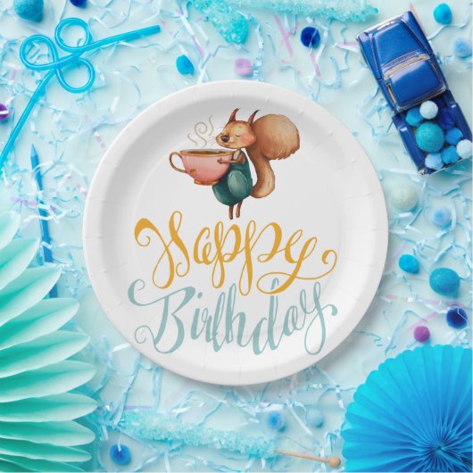 Adorable Eichhörnchen Geburtstag Pappteller (Party)