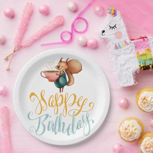 Adorable Eichhörnchen Geburtstag Pappteller (Party)