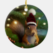 Adorable Eichhörnchen verstecken sich in einem Bau Keramik Ornament (Hinten)