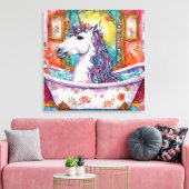 Adorable Einhorn im Bad Leinwanddruck (Insitu (Wohnzimmer))