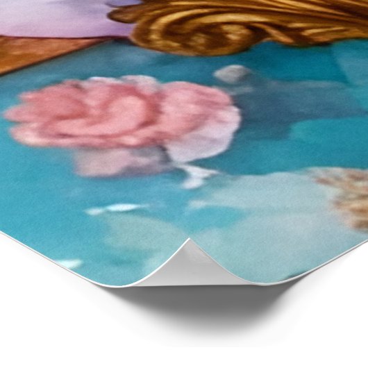 Adorable Einhorn im Bad Poster (Ecke)