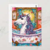 Adorable Einhorn im Bad Postkarte (Vorne/Hinten)