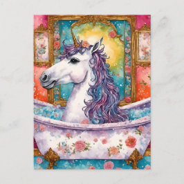 Adorable Einhorn im Bad Postkarte