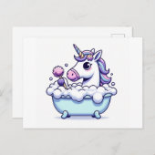 Adorable Einhorn in einer Badewanne Postkarte (Vorne/Hinten)