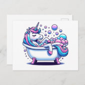 Adorable Einhorn in einer Badewanne Postkarte (Vorne/Hinten)