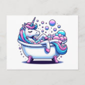 Adorable Einhorn in einer Badewanne Postkarte (Vorderseite)
