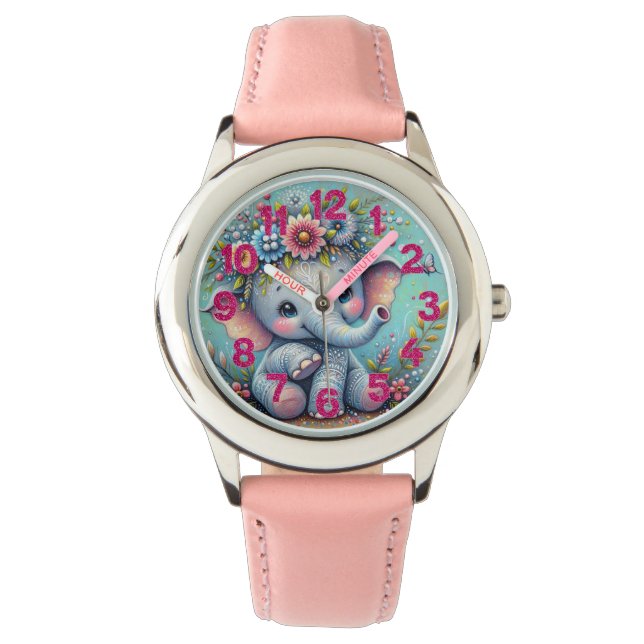 Adorable Elefant Children's Watch Armbanduhr (Vorderseite)