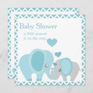 Adorable Elefanten, Baby Boy, Einladung zur Dusche