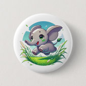 Adorable Elefanten springen durch ein Feld Button (Vorderseite)