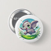 Adorable Elefanten springen durch ein Feld Button (Vorne & Hinten)