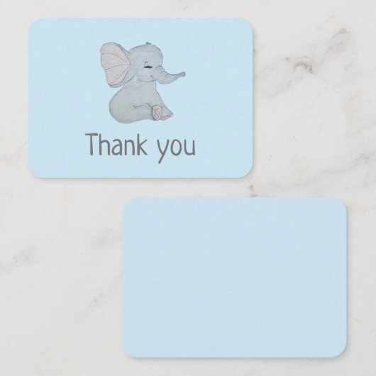 Adorable Elefantendusche Dank Karte (Vorne/Hinten)