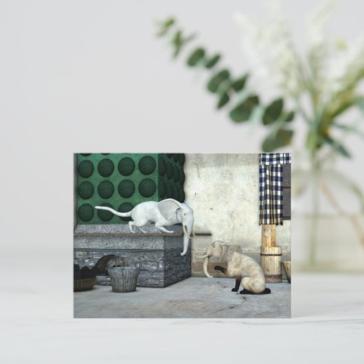 Adorable Elefantenkatzen Postkarte (Stehend Vorderseite)