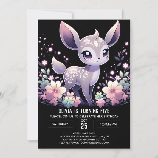 Adorable Elegante Deer Einladung (Vorderseite)