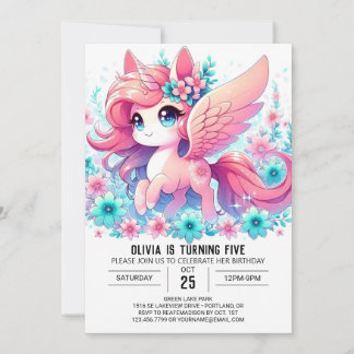 Adorable Elegante Einhorn Einladung