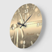 Adorable Elegante Gold Bow - Personalisiert Große Wanduhr (Winkel)