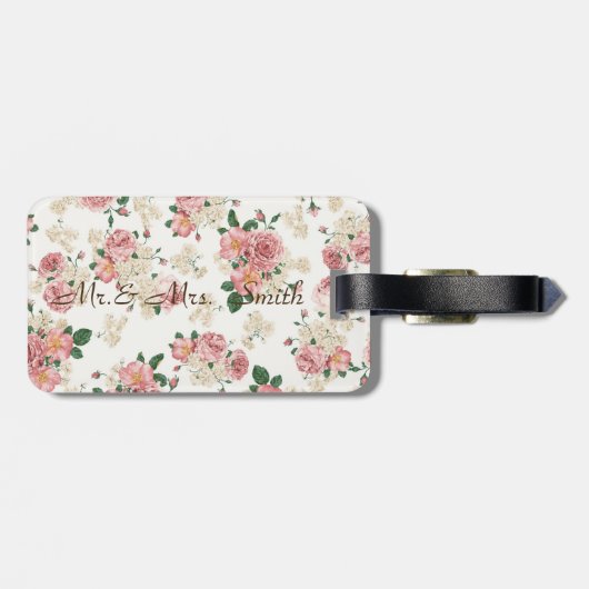 Adorable elegante Kleidung, florales Muster Person Gepäckanhänger (Rückseite horizontal)