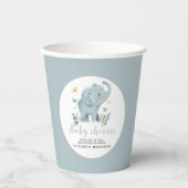 Adorable Elephant Blue Baby Boy Dusche Pappbecher (Vorderseite)