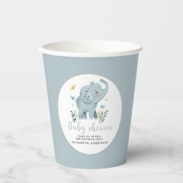 Adorable Elephant Blue Baby Boy Dusche Pappbecher