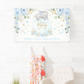 Adorable Elephant Blue Floral Boy Baby Dusche Banner (Insitu)