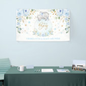 Adorable Elephant Blue Floral Boy Baby Dusche Banner (Messeveranstaltung)