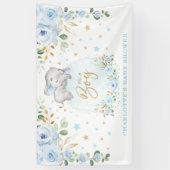 Adorable Elephant Blue Floral Boy Baby Dusche Banner (Vertikal)