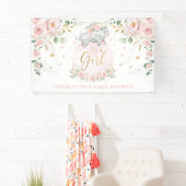 Adorable Elephant Blush Pink Bloral Baby Dusche Banner (Insitu)