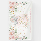 Adorable Elephant Blush Pink Bloral Baby Dusche Banner (Vertikal)