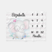 Adorable Elephant Butterflies Baby Milestone Fleecedecke (Vorderseite (Horizontal))