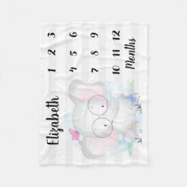 Adorable Elephant Butterflies Baby Milestone Fleecedecke