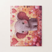 Adorable Elephant Calf Hearts & Blume Puzzle (Vertikal)