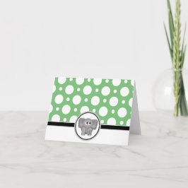 Adorable Elephant Custom Green Polka Dot Card Dankeskarte