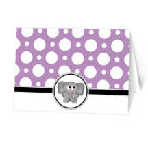 Adorable Elephant Custom Lila Polka Dot Card