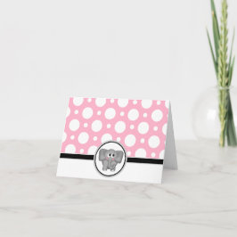 Adorable Elephant custom Pink Polka Dot Card Dankeskarte