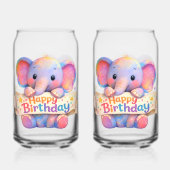 Adorable elephant, happy birthday frosted can glas (Vorderseite)