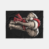 Adorable Elephant In Santa Hat Snowy Winter Christ Fleecedecke (Vorderseite (Horizontal))