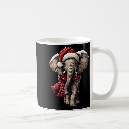 Adorable Elephant In Santa Hat Snowy Winter Christ Kaffeetasse (Rechts)