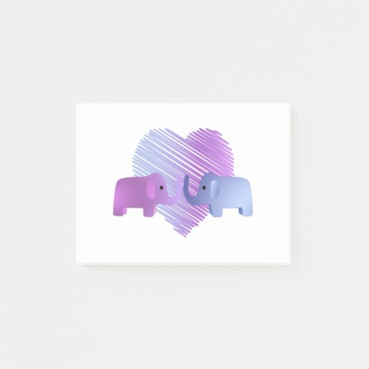 Adorable Elephant-Liebe Post-it Klebezettel (Vorderseite)