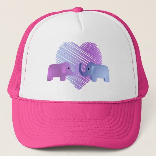 Adorable Elephant-Liebe Truckerkappe (Vorderseite)