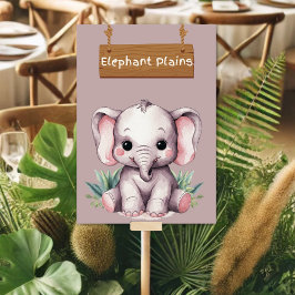Adorable Elephant Plains Jungle Safari Tafelschild Tischnummer