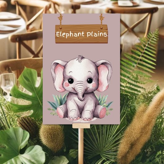Adorable Elephant Plains Jungle Safari Tafelschild Tischnummer