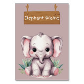 Adorable Elephant Plains Jungle Safari Tafelschild Tischnummer (Rückseite)