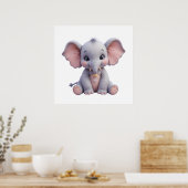 Adorable Elephant Print für Baby-Kinderzimmer Poster (Küche)