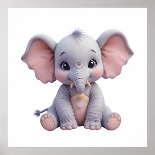 Adorable Elephant Print für Baby-Kinderzimmer Poster (Vorne)
