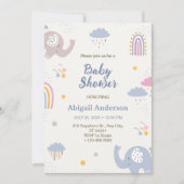 Adorable Elephant Rainbow Baby Shower Einladung (Vorderseite)