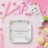 Adorable Elephant Rainbow Baby Shower Paper Plate Pappteller (Party)