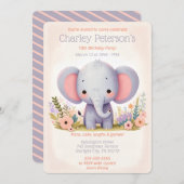 Adorable Elephant Themed Birthday Party für Kinder Einladung (Vorne/Hinten)