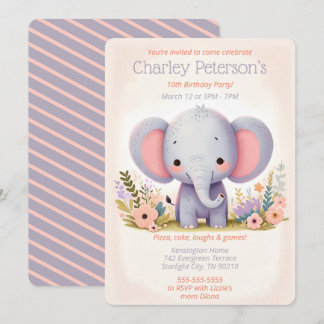 Adorable Elephant Themed Birthday Party für Kinder Einladung